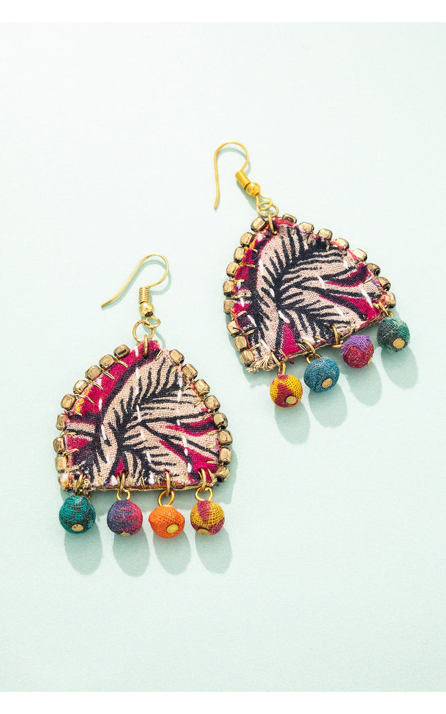 Patchwork Flower Drop Earrings