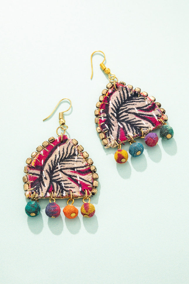 Patchwork Flower Drop Earrings