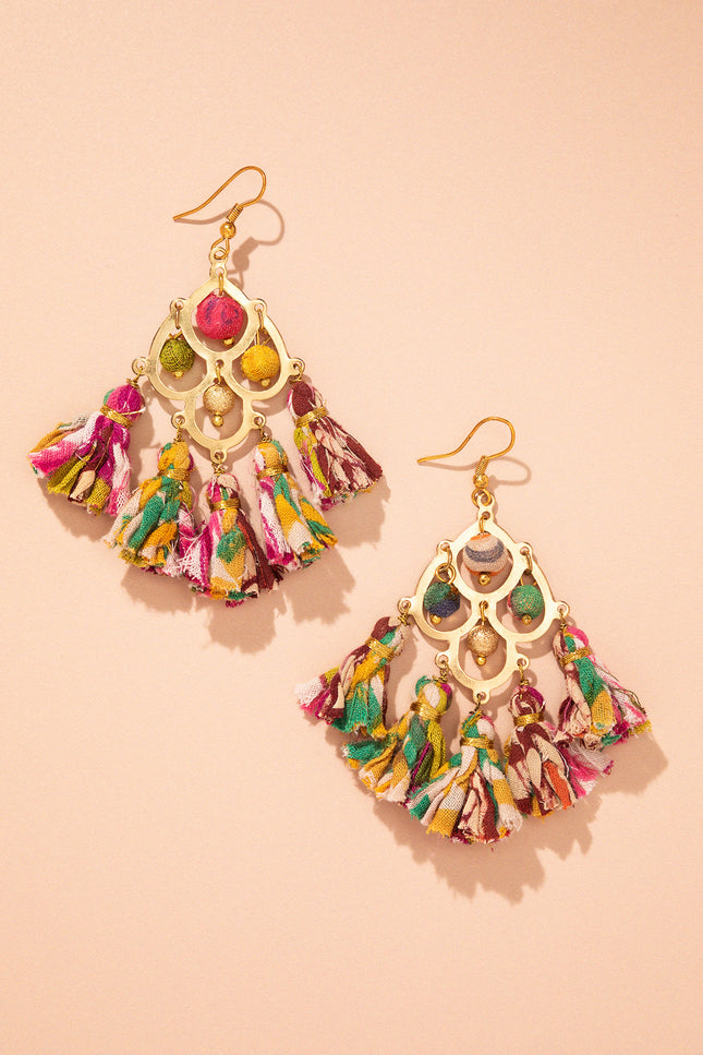 Vibrant Chandelier Tassel Earrings