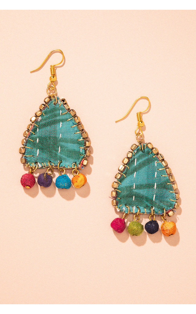 Patchwork Flower Drop Earrings