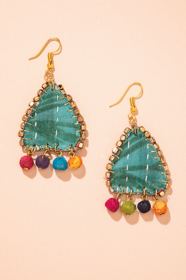 Patchwork Flower Drop Earrings