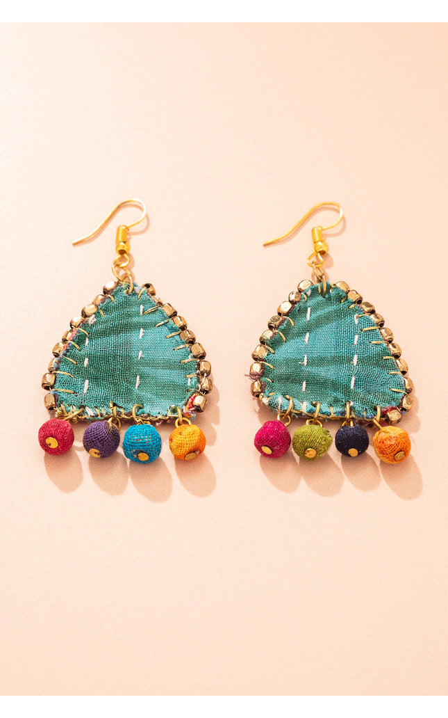 Patchwork Flower Drop Earrings