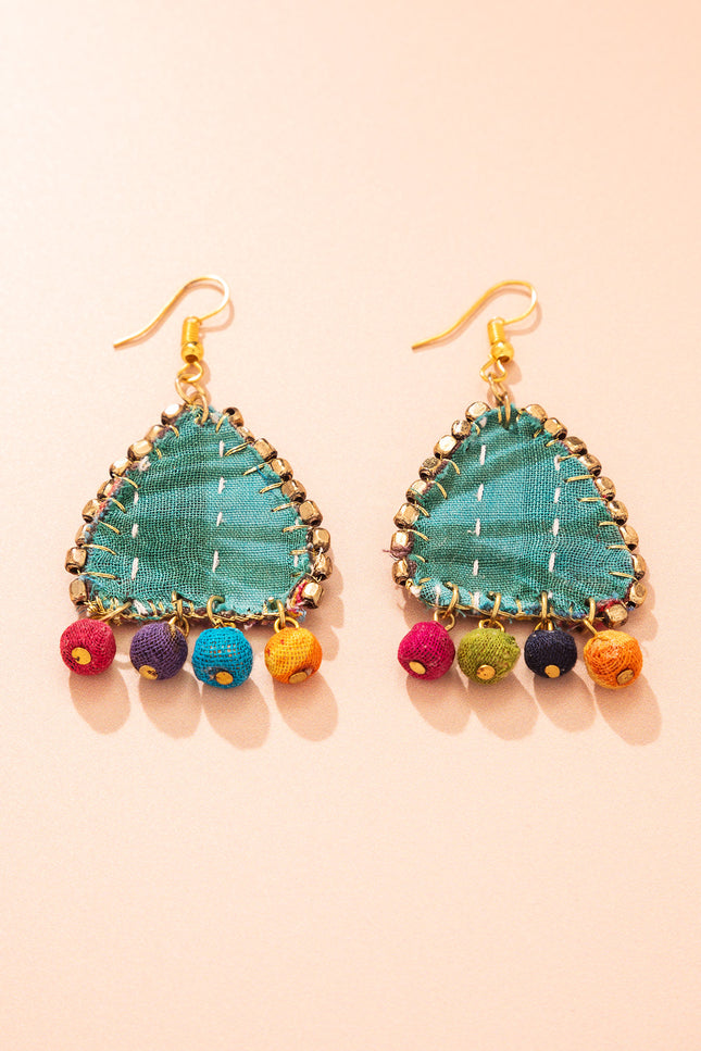 Patchwork Flower Drop Earrings