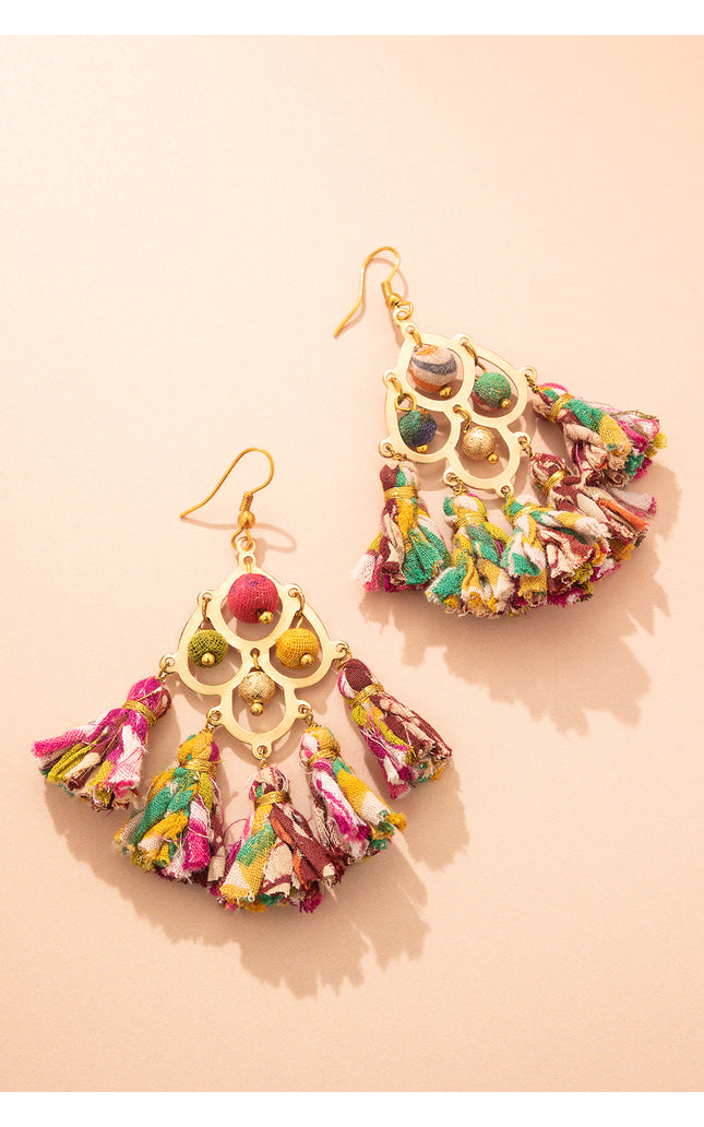 Vibrant Chandelier Tassel Earrings