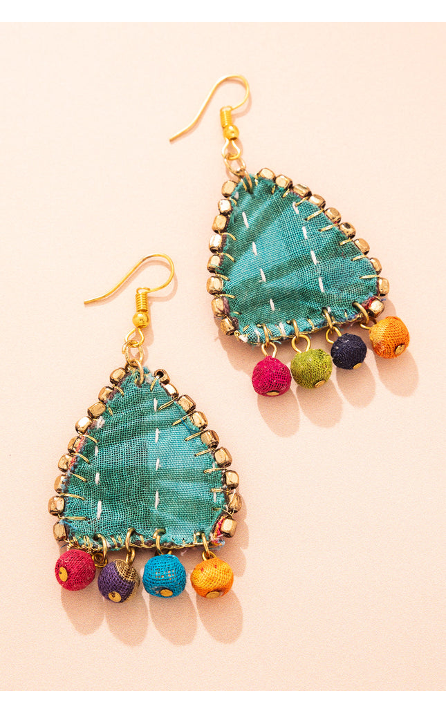 Patchwork Flower Drop Earrings