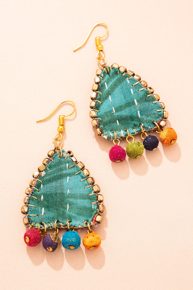 Patchwork Flower Drop Earrings