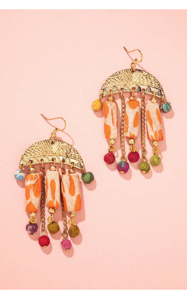 Semicircle Frame Dangle Earrings