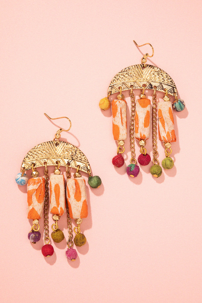 Semicircle Frame Dangle Earrings