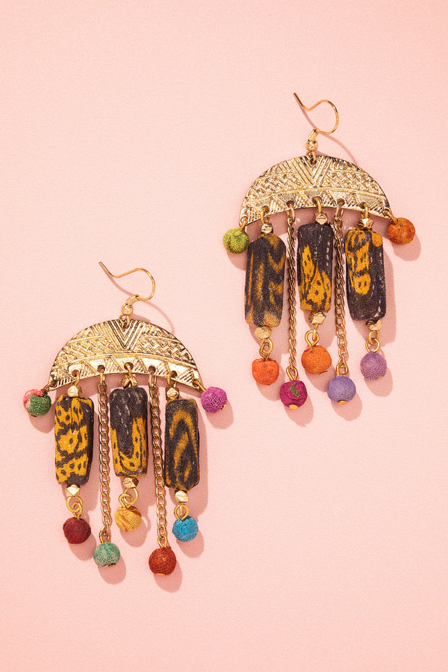 Semicircle Frame Dangle Earrings
