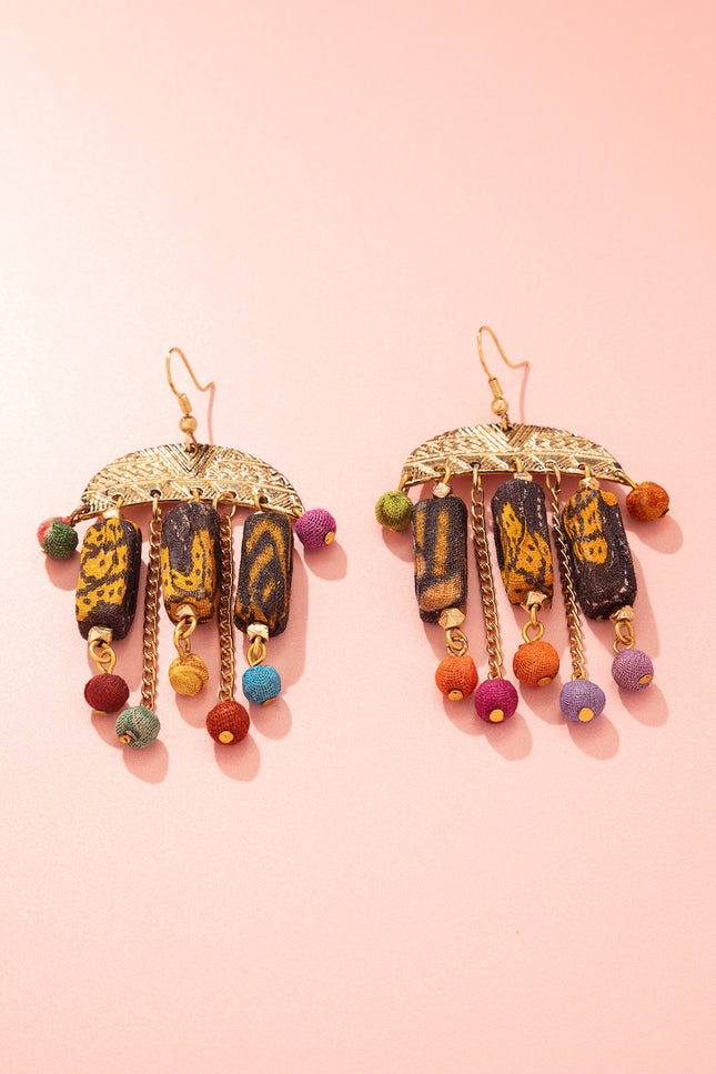 Semicircle Frame Dangle Earrings