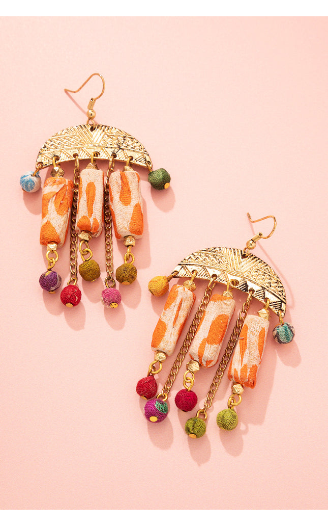 Semicircle Frame Dangle Earrings