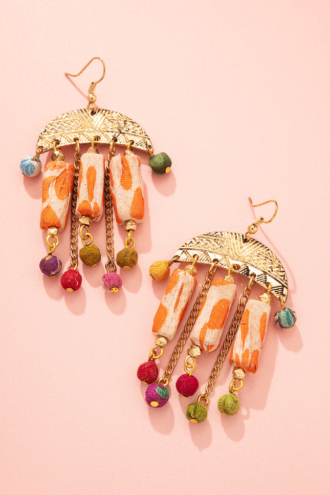 Semicircle Frame Dangle Earrings