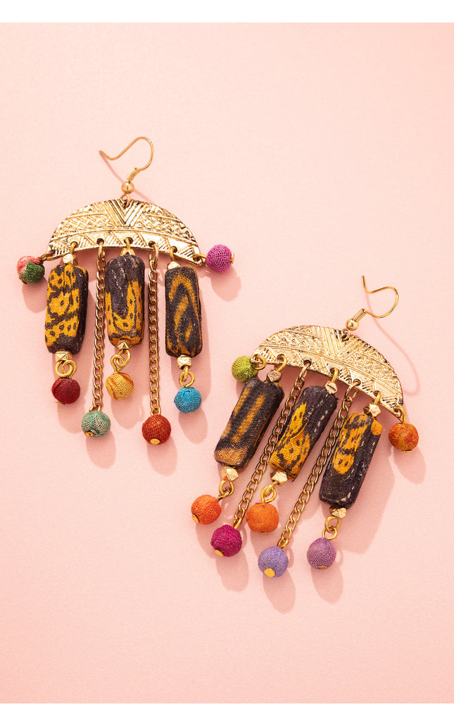 Semicircle Frame Dangle Earrings