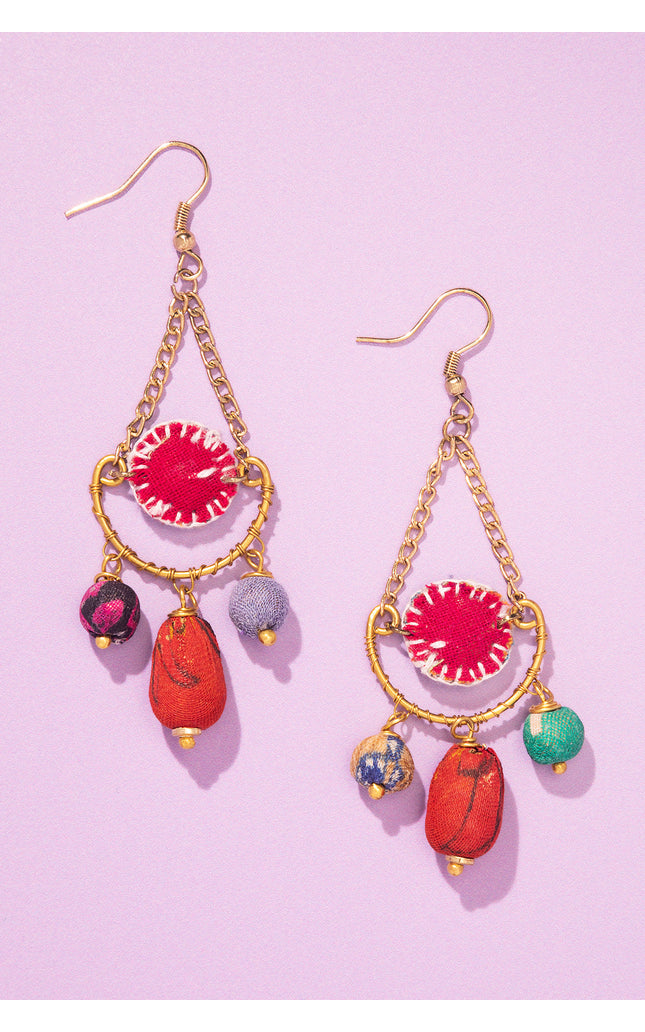 Fabric Drop Charm Earrings
