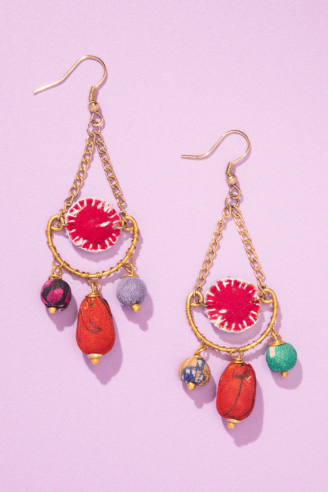 Fabric Drop Charm Earrings