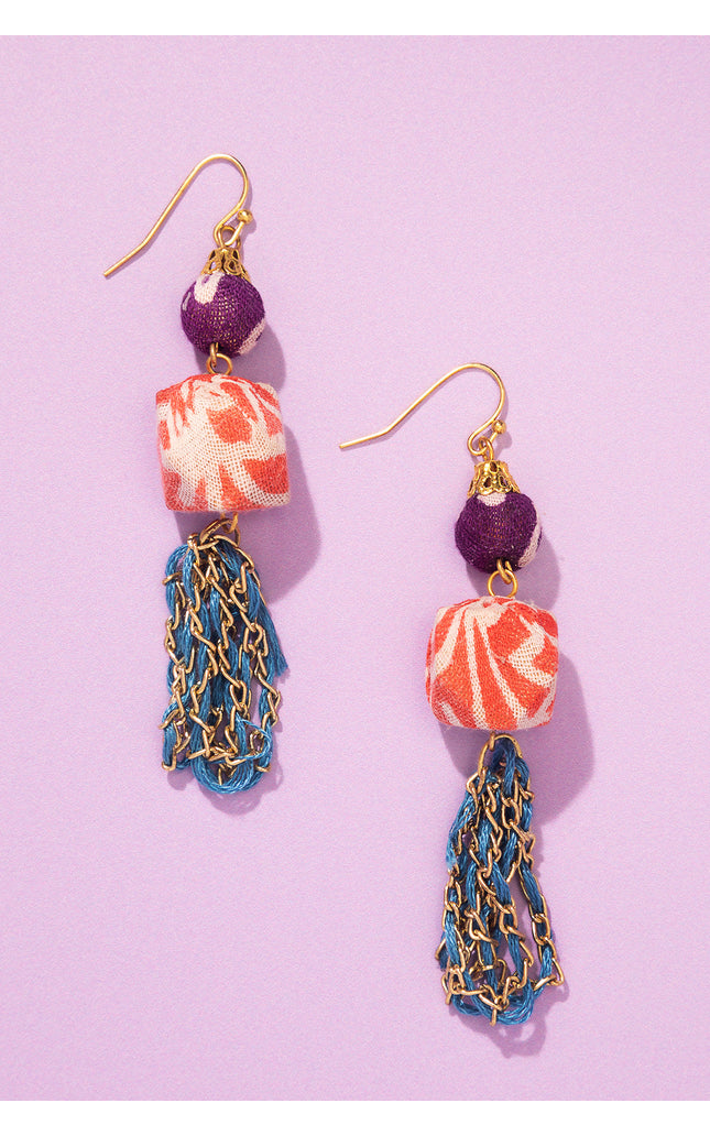Multicolor Chain Tassel Earrings