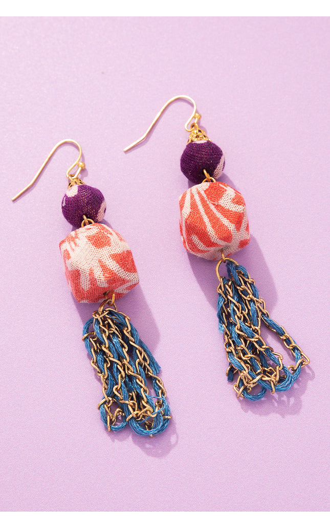 Multicolor Chain Tassel Earrings