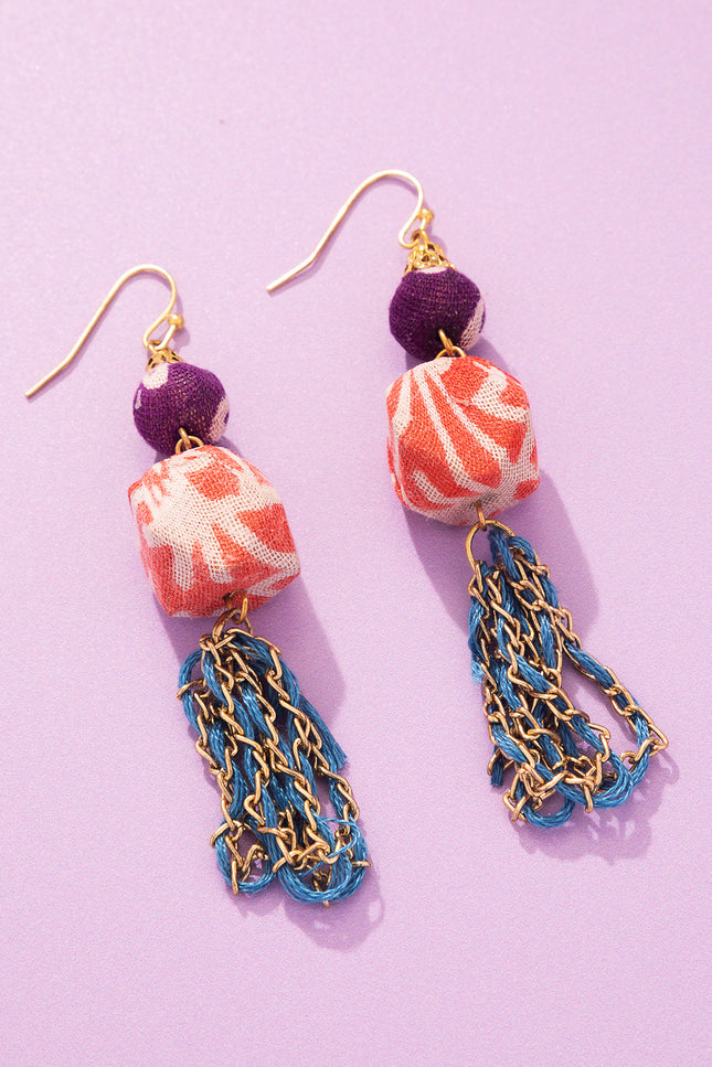 Multicolor Chain Tassel Earrings