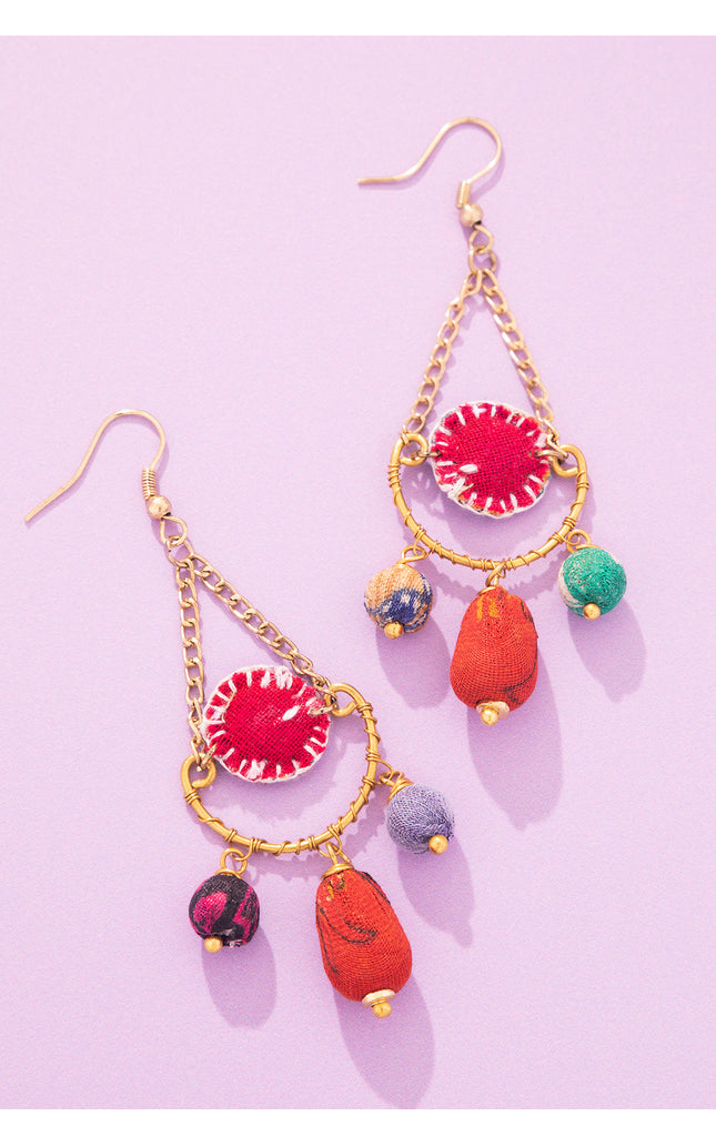 Fabric Drop Charm Earrings