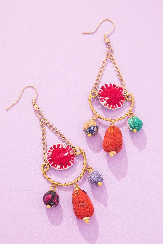 Fabric Drop Charm Earrings