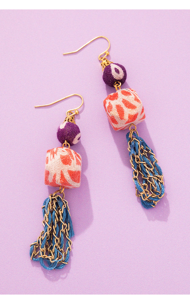 Multicolor Chain Tassel Earrings