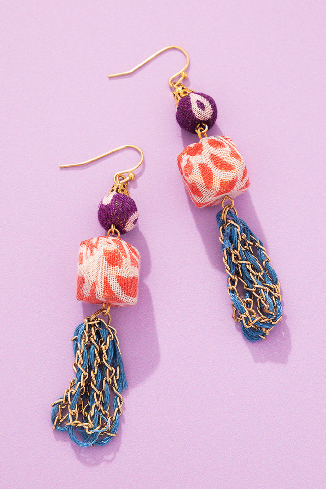 Multicolor Chain Tassel Earrings