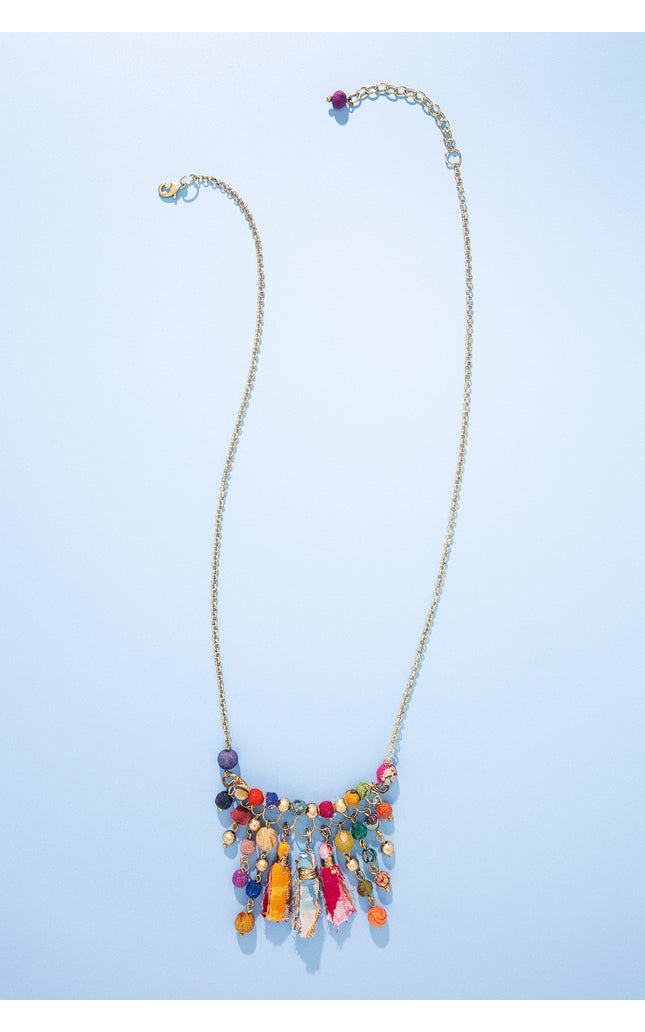 Vibrant Tassel and Bead Necklace