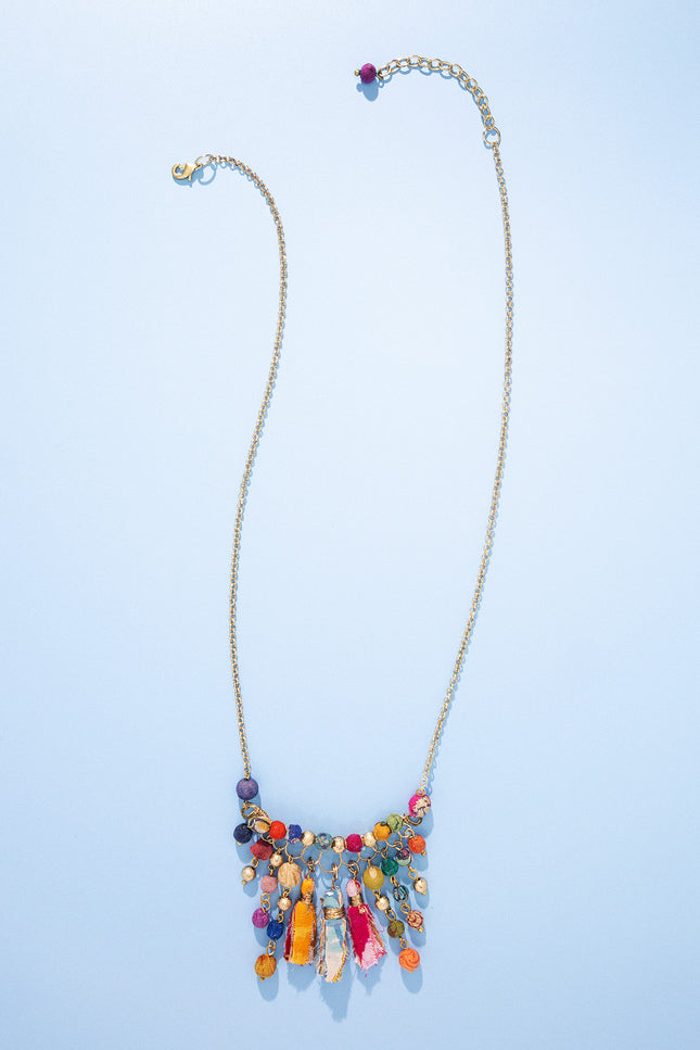 Vibrant Tassel and Bead Necklace